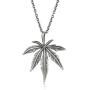 IFUAQZ Stainless Steel Hip Hop Marijuana Weed Leaf Tag Pendant Necklace for Men Women Free 24inch Chain