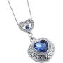 ANAZOZ Stainless Steel Ashes Necklace Memorial Cremation Jewelry Blue Heart Zirconia Urn Keepsake Pendants
