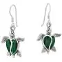 Love Life Sea Turtle Heart Malachite .925 Sterling Silver Dangle Earrings Love Life Sea Turtle Heart Malachite .925 Sterling Silver Dangle Earrings