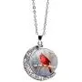 WUSUANED Oval Glass Cardinal Bird Necklace Red Cardinal Bird Memorial Jewelry Family Loss Gift