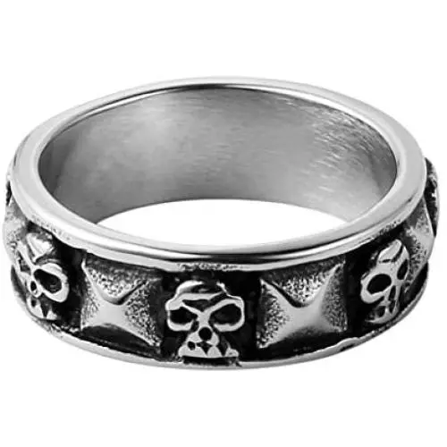 HZMAN Mens Punk Goth Skull Ring Silver Stainless Steel Hip hop Bands HZMAN Mens Punk Goth Skull Ring Silver Stainless Steel Hip hop Bands