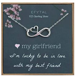 EFYTAL Girlfriend Gifts, Girlfriend Birthday Gift Ideas For Her, Romantic Sterling Silver Infinity with Heart Necklace Jewelry for Women, Cute Anniversary / Valentines Day Present