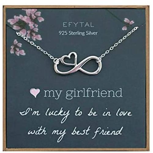 EFYTAL Girlfriend Gifts, Girlfriend Birthday Gift Ideas For Her, Romantic Sterling Silver Infinity with Heart Necklace Jewelry for Women, Cute Anniversary / Valentines Day Present