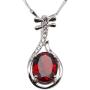 JYX Gemstone Jewellery Garnet Pendant Genuine 925 Sterling Silver Chain 7×9mm Oval Garnet Pendant Necklace for Women Girls