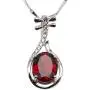 JYX Gemstone Jewellery Garnet Pendant Genuine 925 Sterling Silver Chain 7×9mm Oval Garnet Pendant Necklace for Women Girls