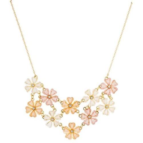 Lux Accessories Shimmer Flower Collar Floral Bib Statement Necklace