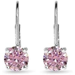 Sterling Silver Round-cut Leverback Earrings Made with Swarovski Zirconia