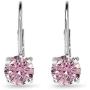 Sterling Silver Round-cut Leverback Earrings Made with Swarovski Zirconia