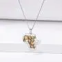 Nofade Silver Africa Map with Elephant/Eye of Horus Pendant Gold&Silver Two Tone Vintage African Style Necklace for Women Men, Chain 18