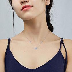 IOHUPCI Evil Eye Jewelry 925 Sterling Silver Blue White CZ Eye Pendant Necklace Gifts for Women Girl 18'' Sliver Chain