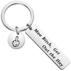 CYTING Funny Cow Gift Moo Bitch Get Out The Hay Cow Keychain Cow Jewelry Sarcastic Gift for Cow Lover Farmer