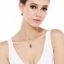 EVER FAITH 925 Sterling Silver Gift Jewelry for Women CZ Twist Teardrop Adjustable Pendant Necklace Earrings Set