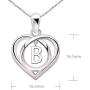 ALOV Jewelry Sterling Silver Initial Letter Alphabet Love Heart Cubic Zirconia Pendant Necklace