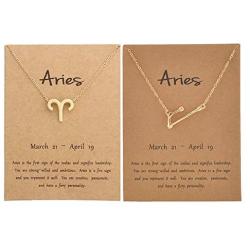 Your Always Charm 2Pcs Zodiac Necklace for Women,12 Constellation Zodiac Pendant Necklace Astrology Necklace with Message Card Zodiac Jewelry Gift