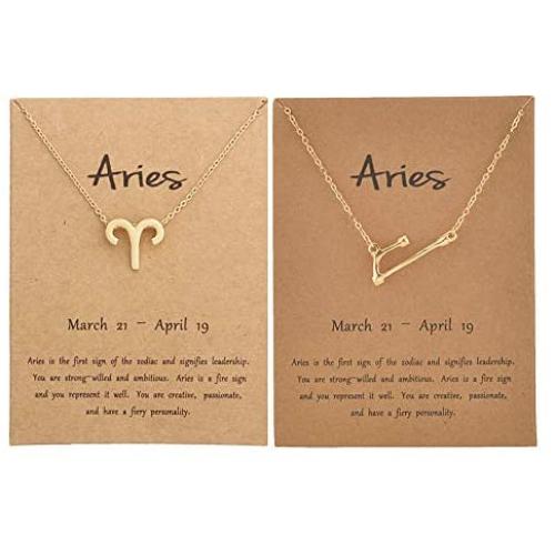 Your Always Charm 2Pcs Zodiac Necklace for Women,12 Constellation Zodiac Pendant Necklace Astrology Necklace with Message Card Zodiac Jewelry Gift