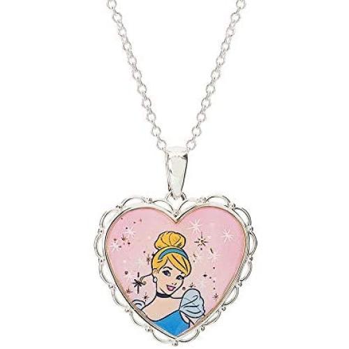 Disney Princess Cinderella Jewelry, Silver Plated Pendant Necklace, 18'' Chain