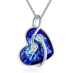 JUSTKIDSTOY Semicolon Necklace 925 Sterling Heart Pendant Silver Semicolon Crystal Necklace Suicide Awareness Jewelry Inspirational Gift for Women Girls Friends
