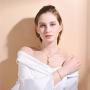 U7 Cute Cat Necklace Rhinestone with Chain Platinum/18K Gold Plated Girls Charm Smooth Collarbone Necklace