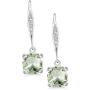 Gem Stone King 925 Sterling Silver Green Prasiolite and White Diamond Lever Back Earrings, 2.81 Cttw, Center Stone 7MM