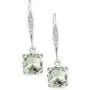 Gem Stone King 925 Sterling Silver Green Prasiolite and White Diamond Lever Back Earrings, 2.81 Cttw, Center Stone 7MM Gem Stone King 925 Sterling Silver Green Prasiolite and White Diamond Lever Back Earrings, 2.81 Cttw, Center Stone 7MM