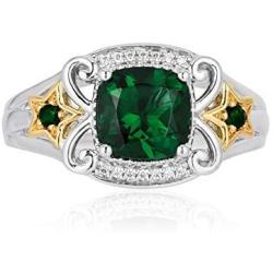 Jewelili Enchanted Disney Fine Jewelry Yellow Gold Over Sterling Silver Diamond Accent & Rainforest Topaz Tinker Bell Star Ring.