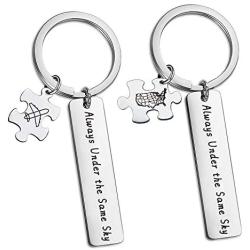 SIDIMELO Long Distance Relationship Gifts,Couples Keychains Jewelry Gifts Always Under The Same Sky Key Chain Gift for Her Him Husband Wife Boyfriend Girlfriend