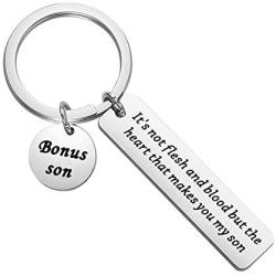 Zuo Bao Bonus Son Keychain Son in Law Stepson Gift Its Not Flesh and Blood But The Heart That Makes You My Son Adoption Gift