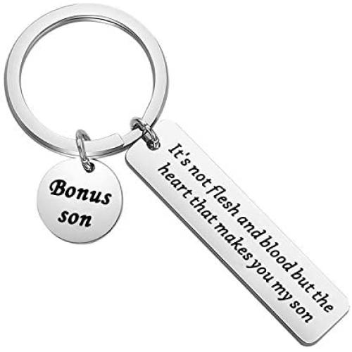 Zuo Bao Bonus Son Keychain Son in Law Stepson Gift Its Not Flesh and Blood But The Heart That Makes You My Son Adoption Gift