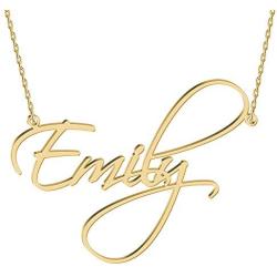 Joelle Jewelry Design Sterling Silver Name Necklace Personalized, 15 Fonts Style to Choose, Custom Made Womens Name Script Plate Pendant for Her