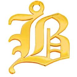WIN JEWELRY 14K Authentic Gold Old English Inital Pendant