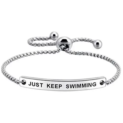 Just Keep Swimming Inspirational Cuff Expandable Bracelet Motivational Jewellery Amazing Gift Just Keep Swimming Inspirational Cuff Expandable Bracelet Motivational Jewellery Amazing Gift
