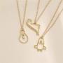 Pingyongchang 3 PCS Cute Gold Plated Geometric Necklace Gold Charm Rhinestone Chokers Dinosaur Rocket Bulb Pendant Best Friend Jewelry Set for Women Girls