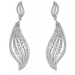 Delicin Jewelry Womens Dangling Leaf-Shaped Drop Earrings,Rhodium Plated Cubic Zirconia Dangle Earrings for Women