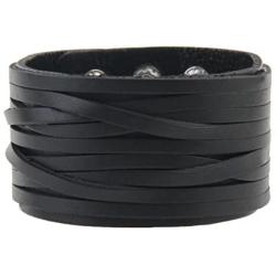 GelConnie Leather Cuff Bracelet Punk Braided Bracelets Rock Leather Wristbands Gothic Adjustable Wrap Bracelet for Men, Women