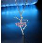Lcbulu Little Girl Necklace Pink Ballerina Dance Pendant Necklace Jewelry Gifts for Little Girls 16 inches