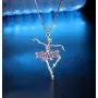 Lcbulu Little Girl Necklace Pink Ballerina Dance Pendant Necklace Jewelry Gifts for Little Girls 16 inches