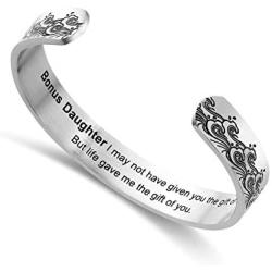 LIUANAN Inspirational Bracelets for Women Mom Personalized Gift for Her Engraved Mantra Cuff Bangle Birthday Jewelry
