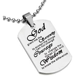 Religious Jewelry God Grant Me The Serenity Prayer Quote Dog Tag Keyring Christian Gift Inspirational Bracelet