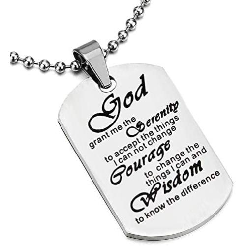 Religious Jewelry God Grant Me The Serenity Prayer Quote Dog Tag Keyring Christian Gift Inspirational Bracelet
