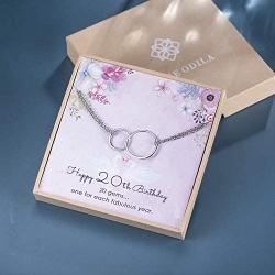 ESSIE ODILA Happy 20th-90th Birthday Bracelet Sweet Gift for Women 925 Sterling Silver Circles Interlocking Rings Jewelry Birthday Gift for Mother Daughter Sister