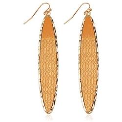 Bohemian Geometric Natural Wood Statement Earrings - Laser Cut Texture Ethnic Wooden Leaf, Teardrop, Moroccan Dangles