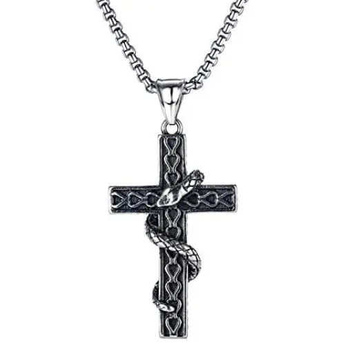 kelistom Punk Snake Pendant Stainless Steel Necklace for Men Women, Gothic Jewelry 22” Rope Chain Necklace kelistom Punk Snake Pendant Stainless Steel Necklace for Men Women, Gothic Jewelry 22” Rope Chain Necklace