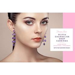 Femme Luxe Olivia Chandelier Drop Earrings For Women - 14k Gold Plated 925 Sterling Silver and Genuine Gemstone Earrings | Hypoallergenic | Handmade Design