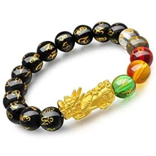 Angushiny 10mm Multi-Colored Crystal Bead Lucky Bracelets Feng Shui Black Obsidian Wealth Bracelet Pixiu Black Mantra Bead Protection Bracelet for Women Angushiny 10mm Multi-Colored Crystal Bead Lucky Bracelets Feng Shui Black Obsidian Wealth Bracelet Pixiu Black Mantra Bead Protection Bracelet for Women