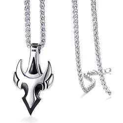 Mens Stainless Steel Spear Pendant Necklace Arrow Tauren Pendant with 24 Inches Link Chain