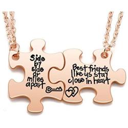 Top Plaza 2 Pcs Best Friends Friendship BFF Necklaces Set Puzzle Matching Alloy Pendant Necklaces