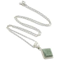 NOVICA Jade .925 Sterling Silver Pendant Necklace, 18'' Maya Wisdom