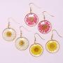 Bonaluna Pressed Flower Circle Drop Earrings