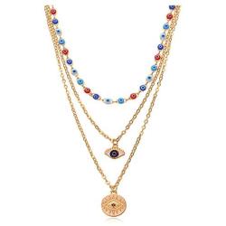 ZWGYS Evil Eye Necklace Gold Layered Necklace for Women Long Necklaces Gold Choker Necklaces Y Shape Pendant Necklace Multilayer BlueEye Necklace