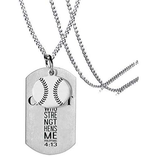 MIAOGIFT PrayerChrist who Strengthens Phil 4:13 Pendant Christian Gift for Girls Boys Teens I can do All Things Through Bible Verse Stainless Steel Pendant Religion Necklace